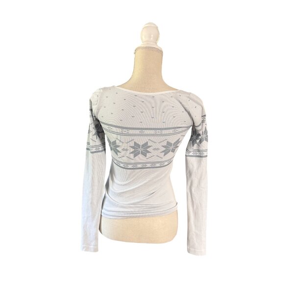 Intimately Free People fair isle tee white gray base layer M/L snowflake - Picture 5 of 7